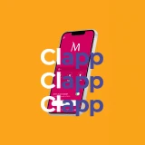App Millennium sobre fundo amarelo, e palavras "Clapp, Clapp, Clapp"