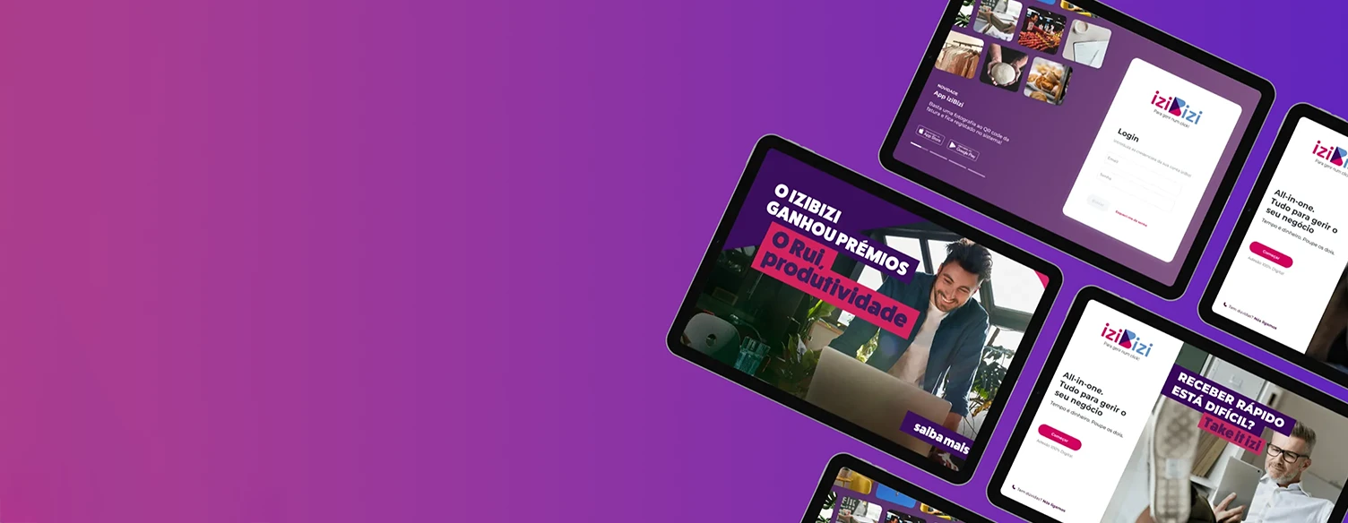 Diversos tablets com imagem do iziBizi