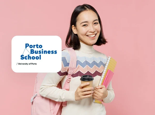 Smiling university student holding notebooks and a cup