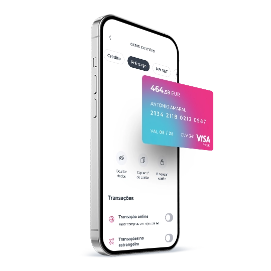 phone displaying Millennium App and Travel card on top
