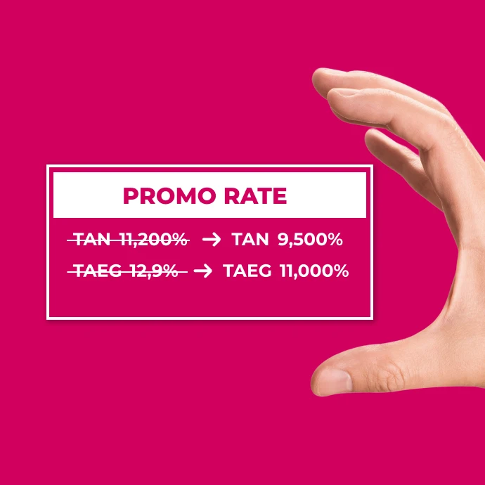 hand holding card with rate