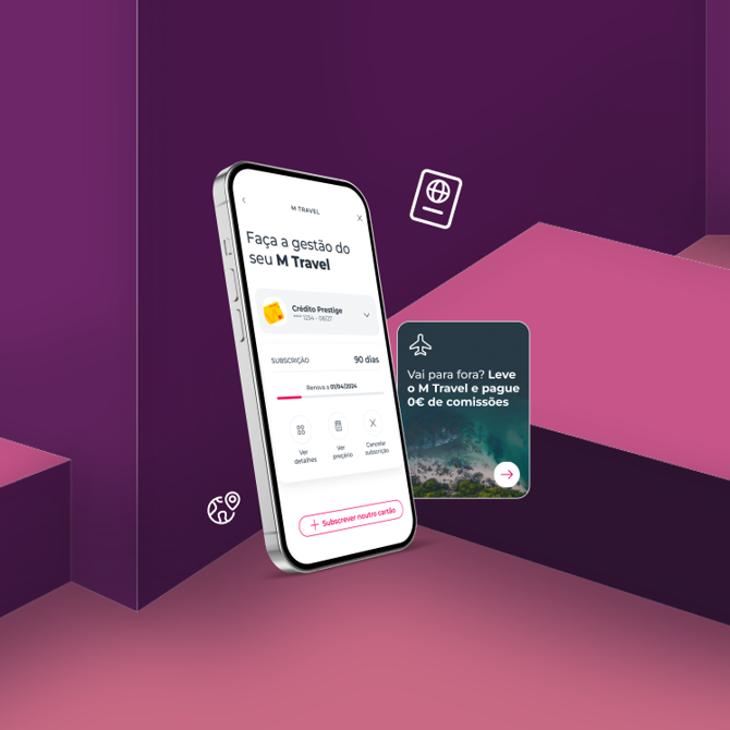 Gestão do cartão associado ao M Travel na App Millennium