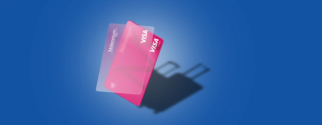 Cartão de crédito Classic com sombra com malas de viagem