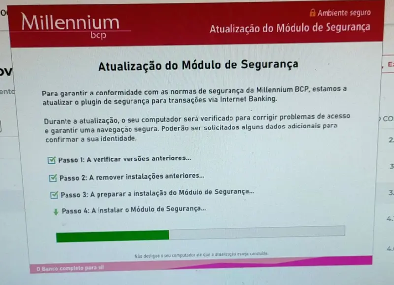Exemplo de pop-up fraudulento