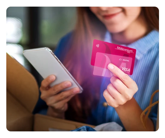 Rapariga a comprar online
