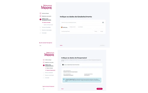 ecrân de dados do estabelecimento