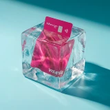 Cartão de crédito Millennium congelado dentro de um cubo de gelo