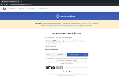 imagem falsa de autenticação GOV