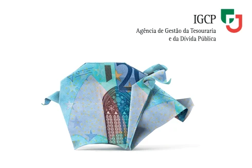 Origami de um porco, feito com uma nota de 20€