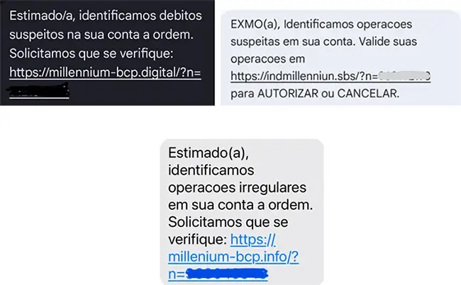 Exemplo de SMS fraudulento