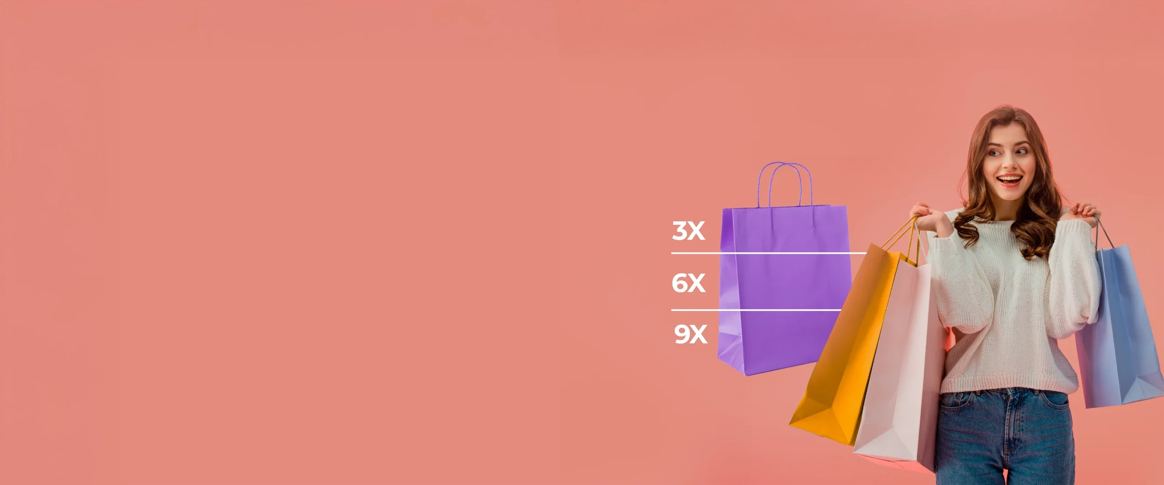 a happy young woman with shopping bags