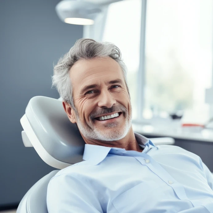 Homem no Dentista a sorrir
