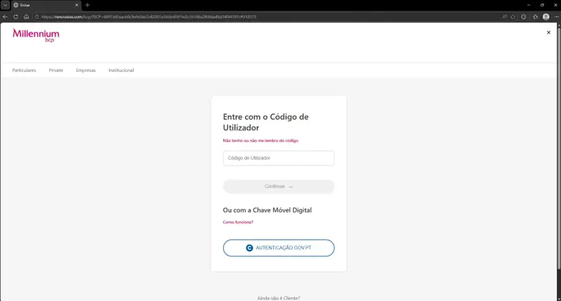 Exemplo de uma página fraudulenta