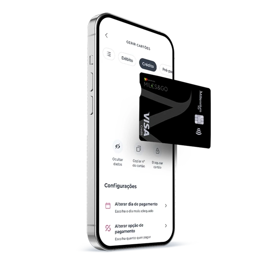 phone displaying Millennium App with TAP Platinum on top