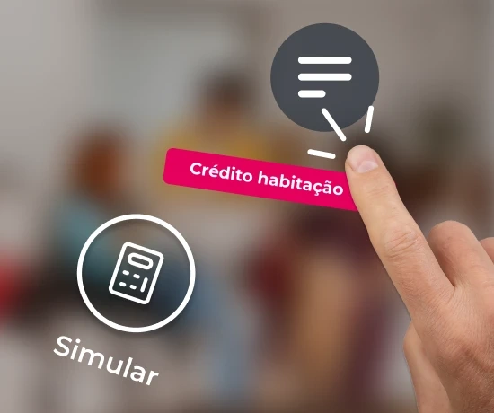 Dedo a selecionar a opção de crédito habitação num ecrã tátil