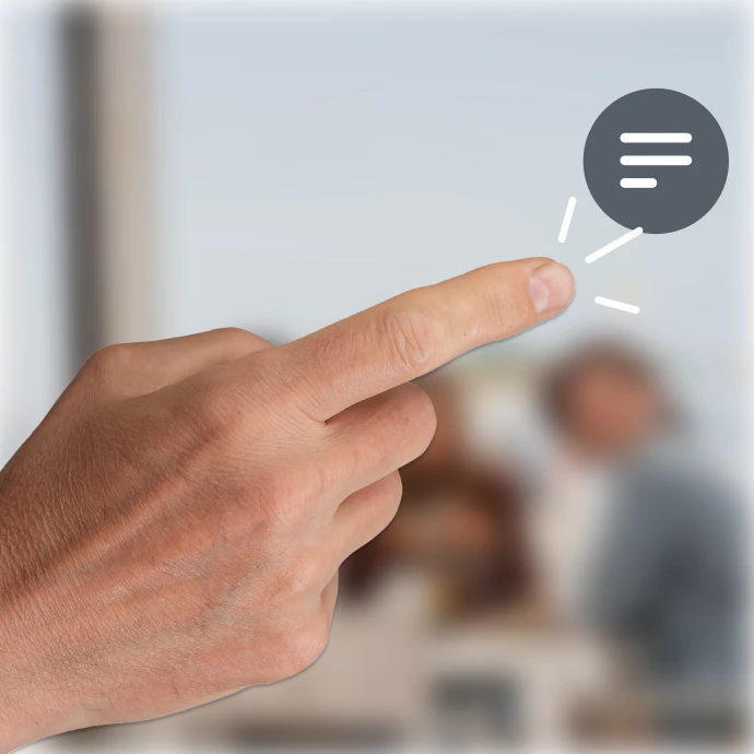 Dedo indicar a clicar num ícone de menu