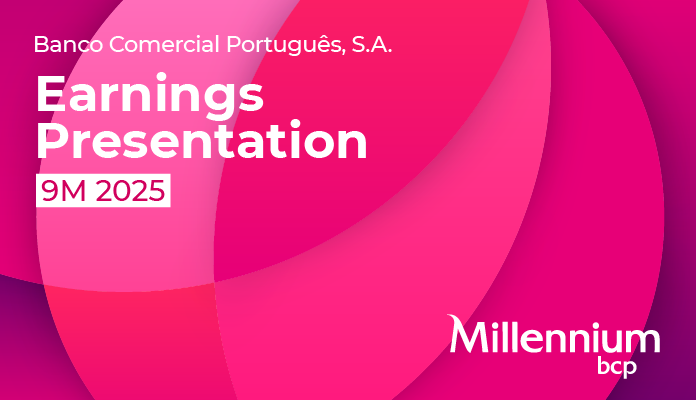 Banco Comercial Português, S.A. Earnings Presentation 9M 2025, on cerise background