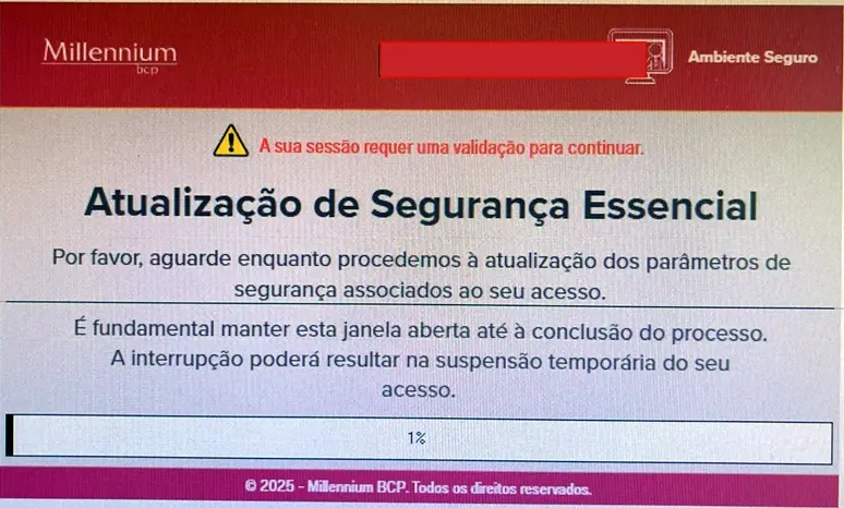Exemplo de pop-up fraudulento