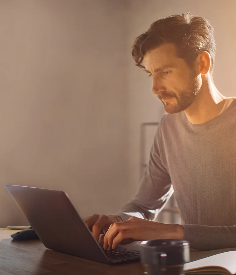 man working on computer