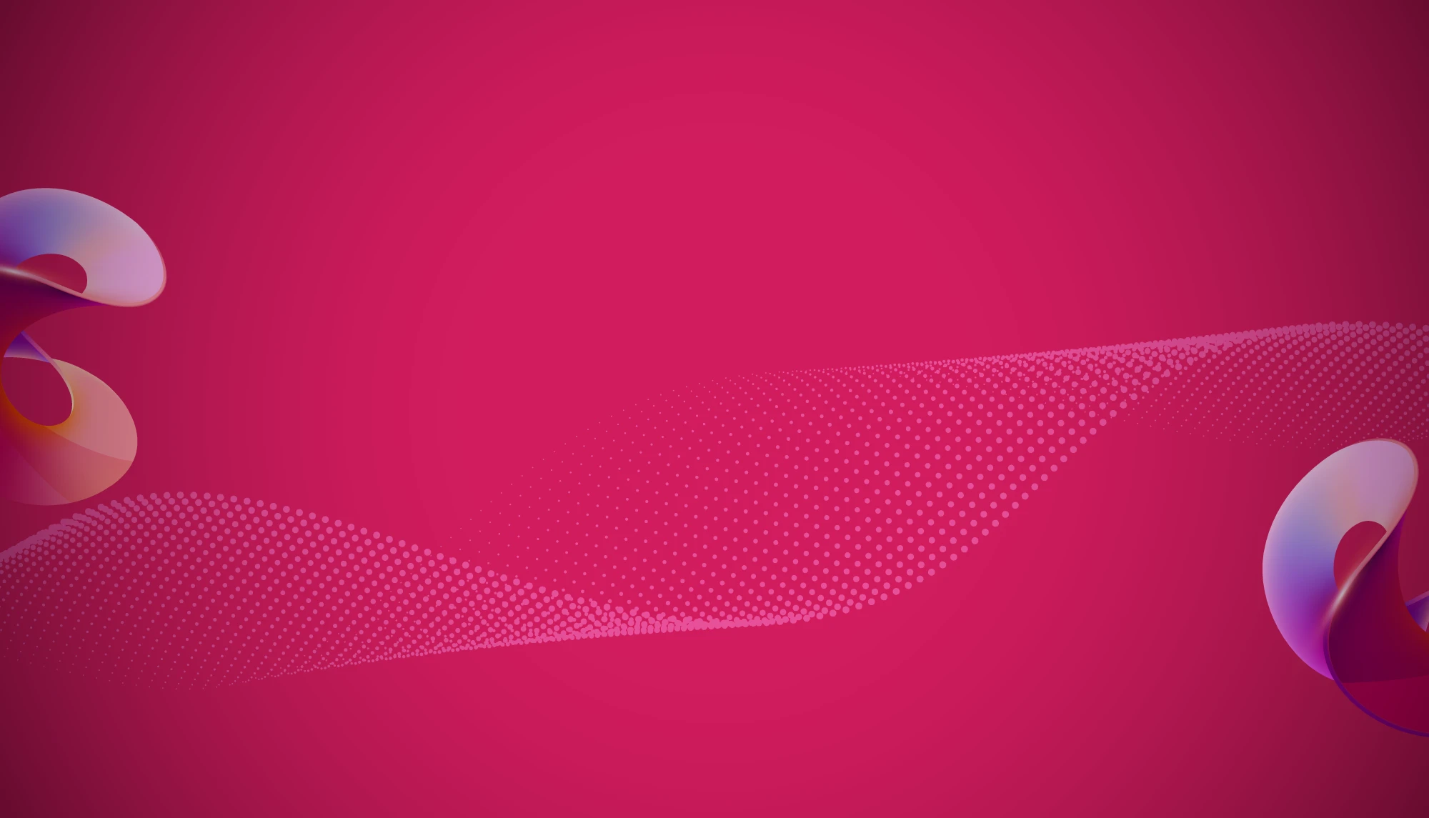 cerise-colored background with wavy illustrations