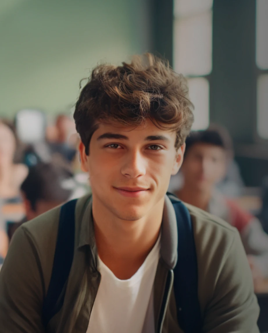 College boy, in classroom