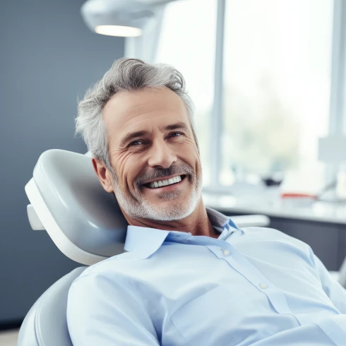 Homem no Dentista a sorrir