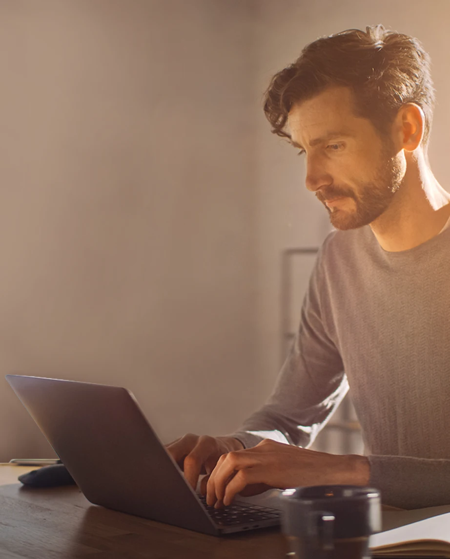 man working on computer