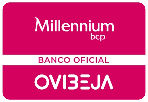 Logotipo Ovibeja, com o logotipo Millennium bcp como Banco oficial