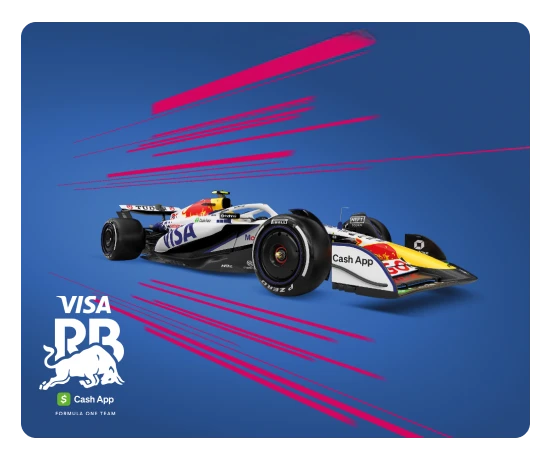 Carro de Fórmula 1 da VCARB sobre fundo azul