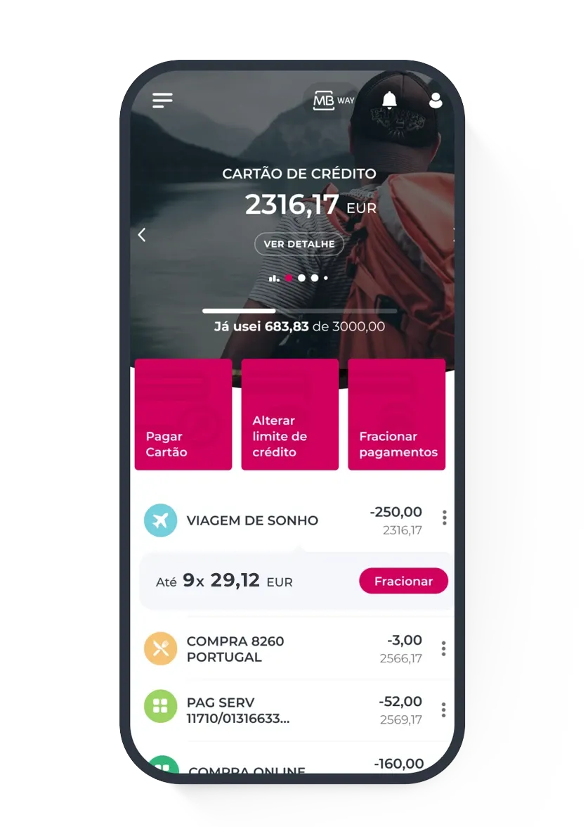 Ecrã entrada App Millennium