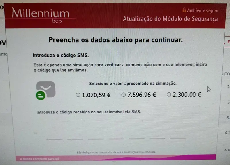 Exemplo de pop-up fraudulento