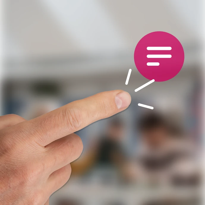 Dedo indicar a clicar num ícone de menu