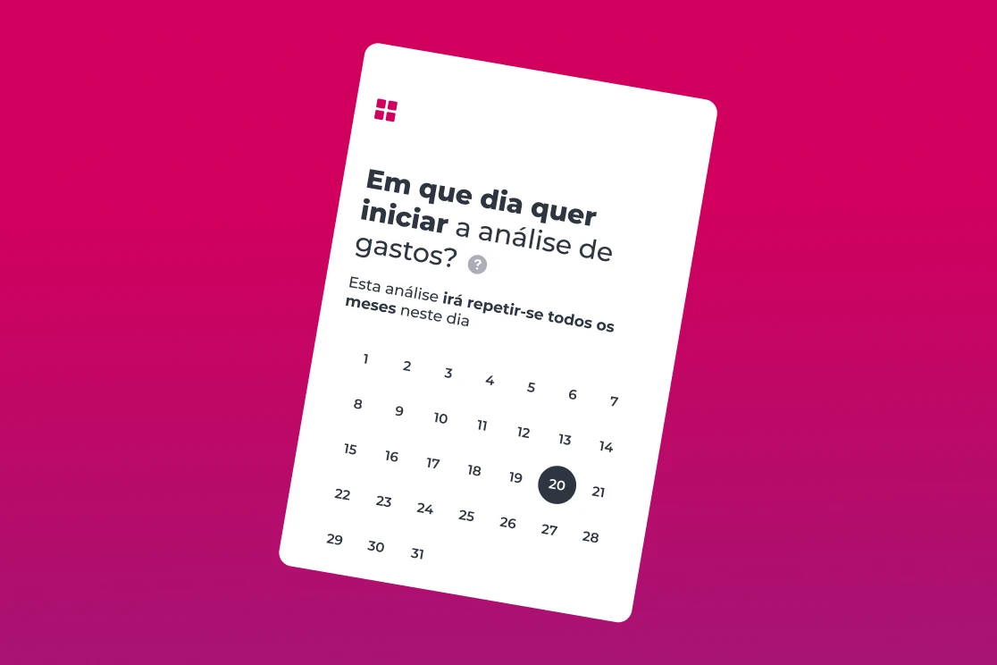 Widget calendário da área Gerir da App Millennium