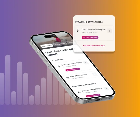 Telemóvel com o início da jornada de abertura de conta na App Millennium