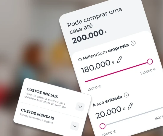 Simulador de crédito habitação da App Millennium a mostrar o valor do empréstimo