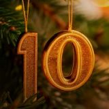Árvore de Natal com um 10 pendurado
