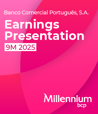 Banco Comercial Português, S.A. Earnings Presentation 9M 2025, on cerise background