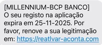 Exemplo de SMS fraudulento