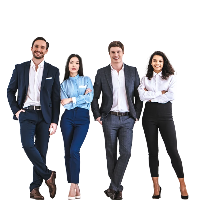 Two men and two women dressed formally