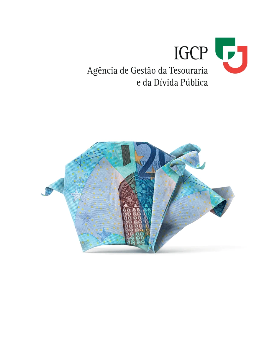 Origami de um porco, feito com uma nota de 20€