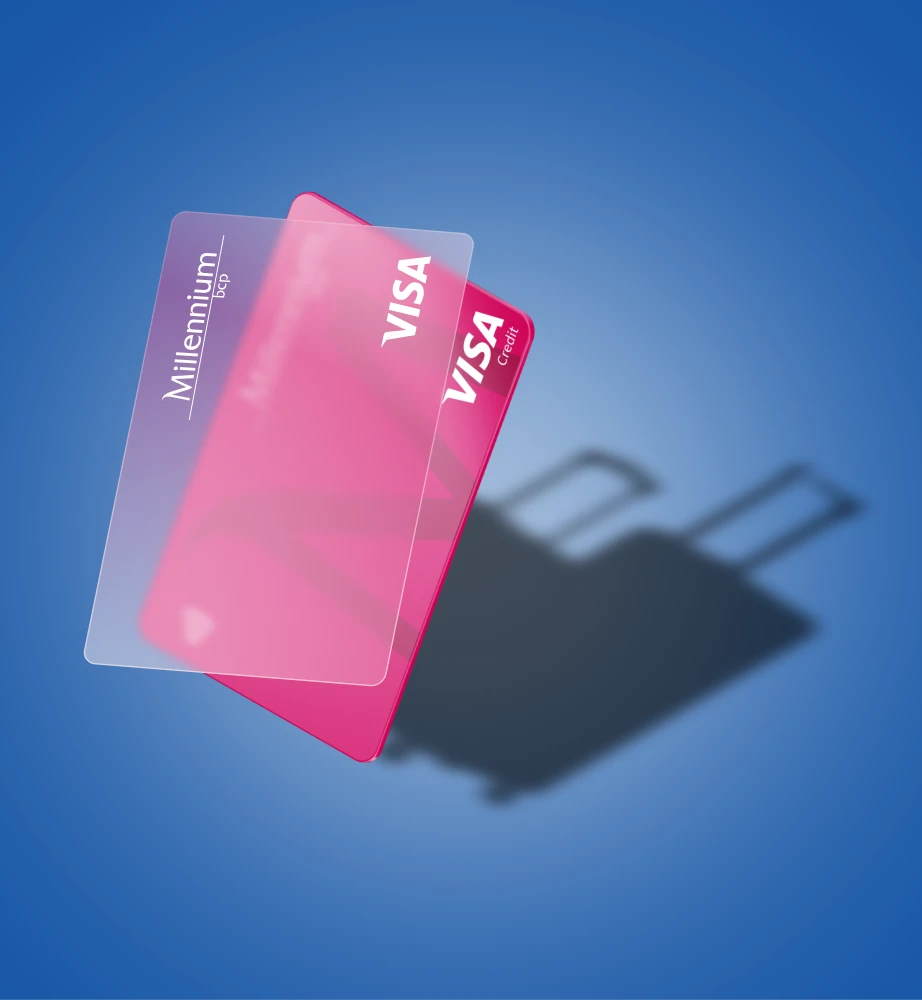 Cartão de crédito Classic com a sombra de malas de viagem