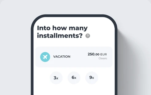 Screen for choosing the number of installments to split in the Millennium App