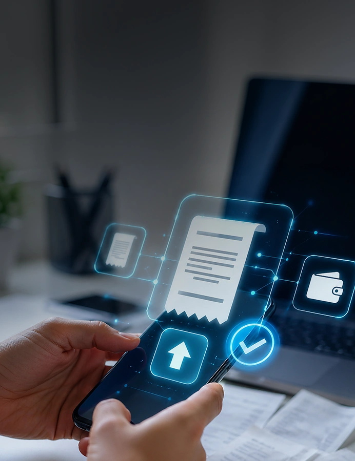 Hand using a smartphone to make a digital money transfer