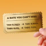 Hand holding a card that says “A rate you can't miss”