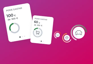 Elementos da área Gerir mostram quanto pode gastar em cada categoria do orçamento, definido pelo Cliente