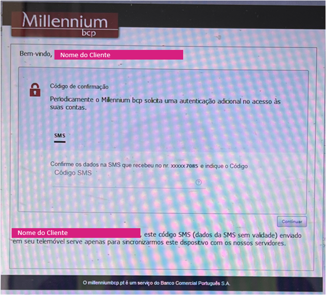 Exemplo de mensagem fraudulenta