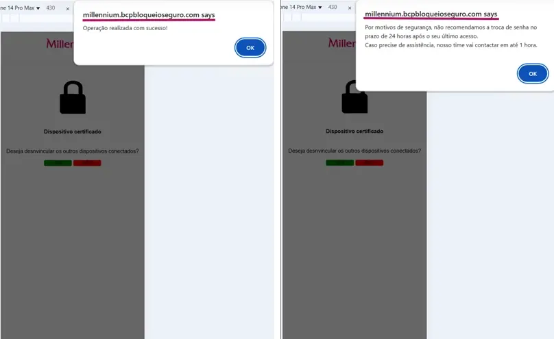 Exemplo de site fraudulento