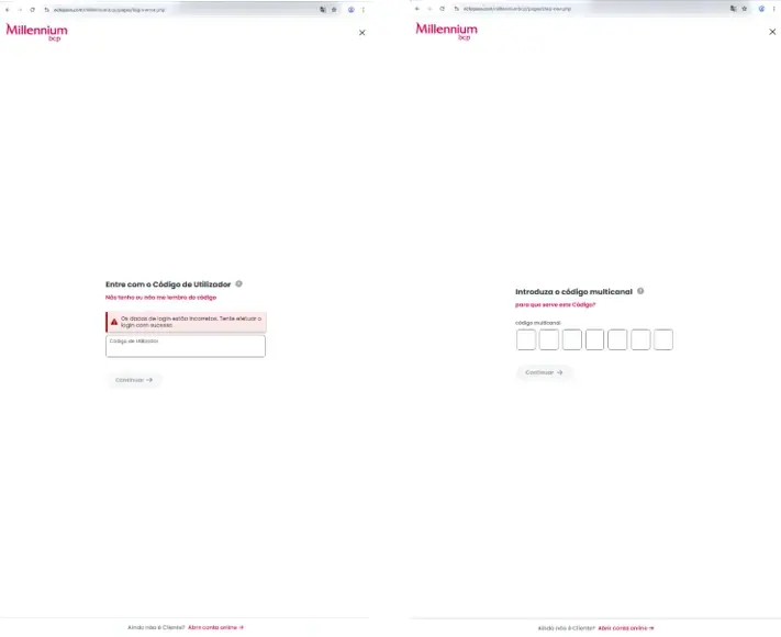 Exemplo de página fraudulenta