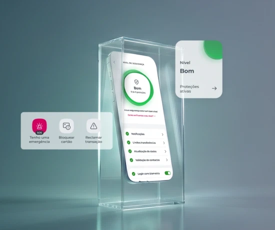App Millenium com o ecrã do Hub de Segurança