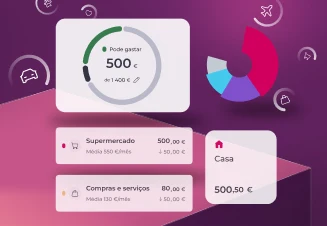 ilustração com gráficos e elementos da área Gerir da App millennium